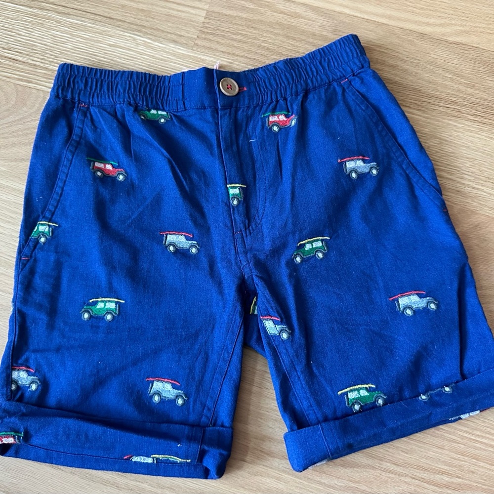 Mini Boden Navy Shorts with Car Pattern 9 years